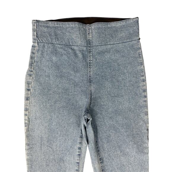 Show Me Your Mumu Blue Austin Pull On Flare Raw Fray Hem Jeans Agua Fria Size M - Picture 12 of 12